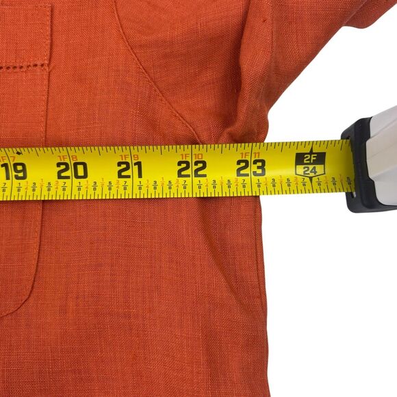Westbound Orange Linen Button-Up LS Blouse Minimalist Beach Natural Large - Picture 8 of 14